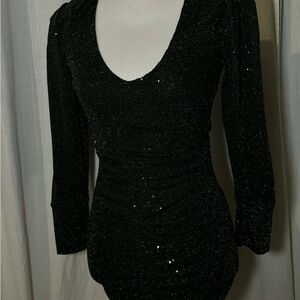 Black Glitter Mini Dress